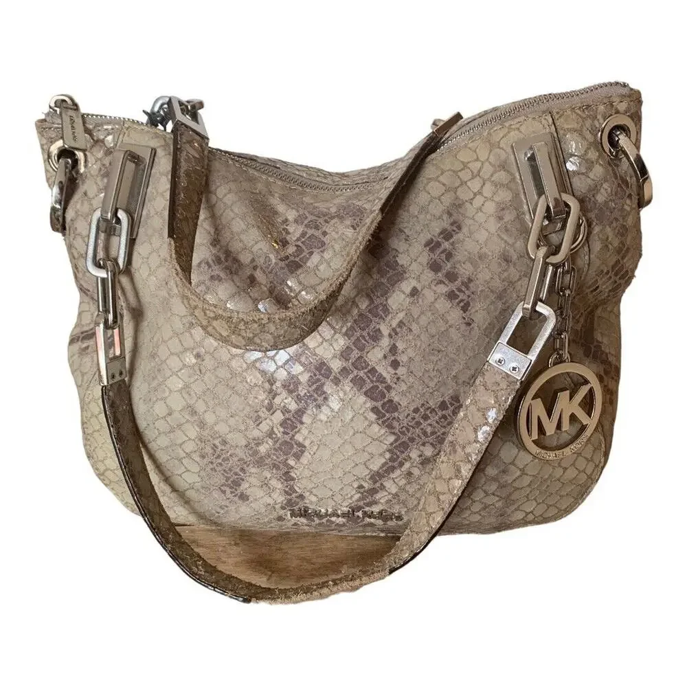MICHAEL Michael Kors Natural Embossed Python Leather Tote Bag.